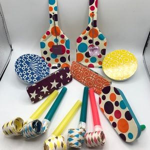 Vintage party paper goods noise makers lot metal and paper